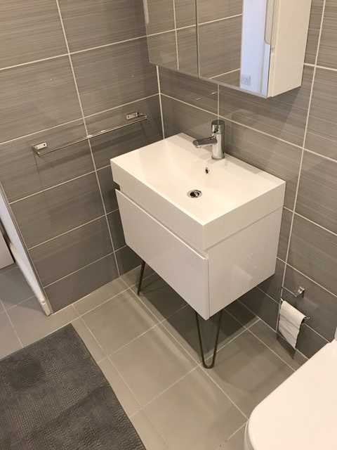 Replaced basin and pedestal with a basin vanity unit